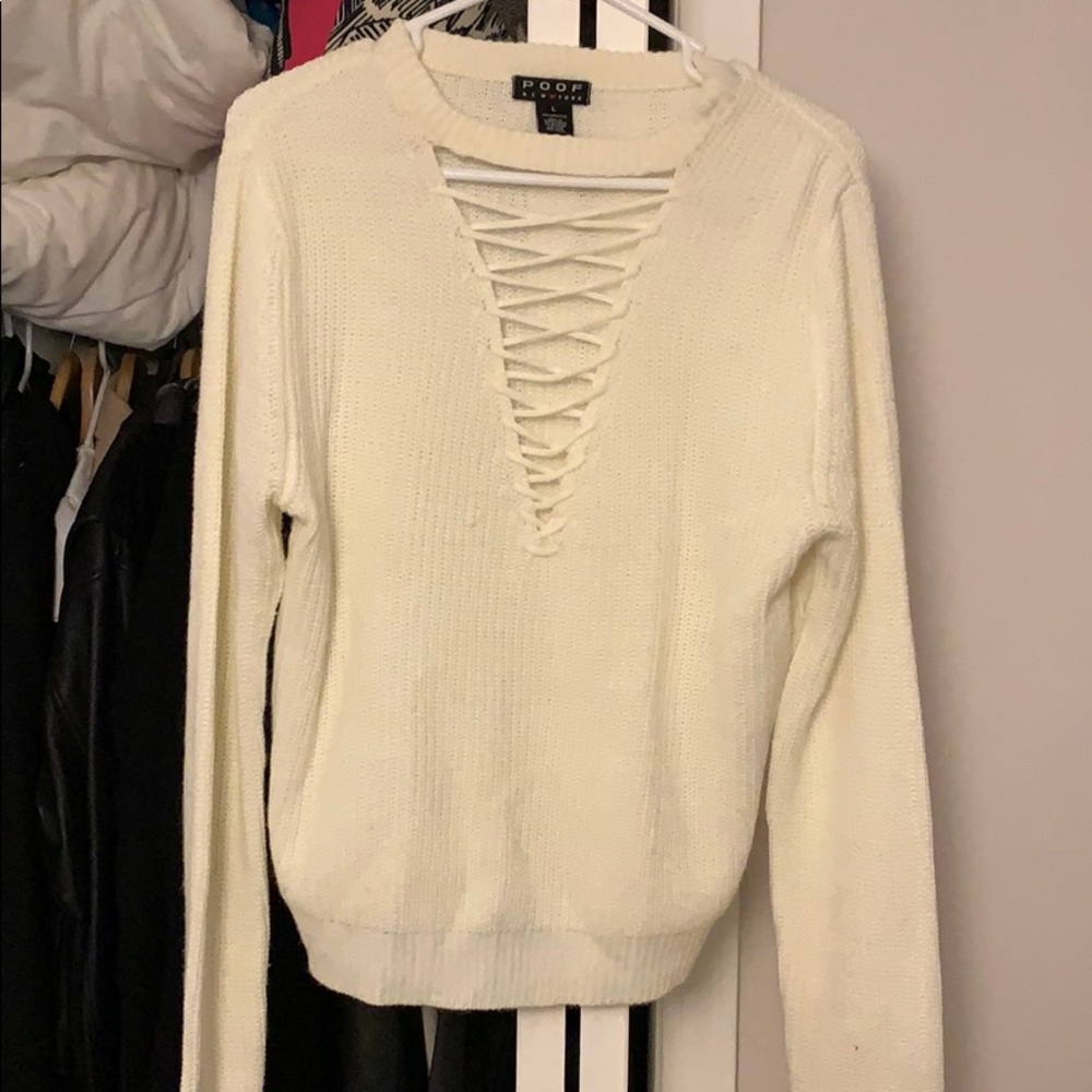 Cropped white sweater